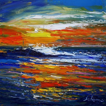 Stormy Sunset Machrihanish Kintyre ss 12x12